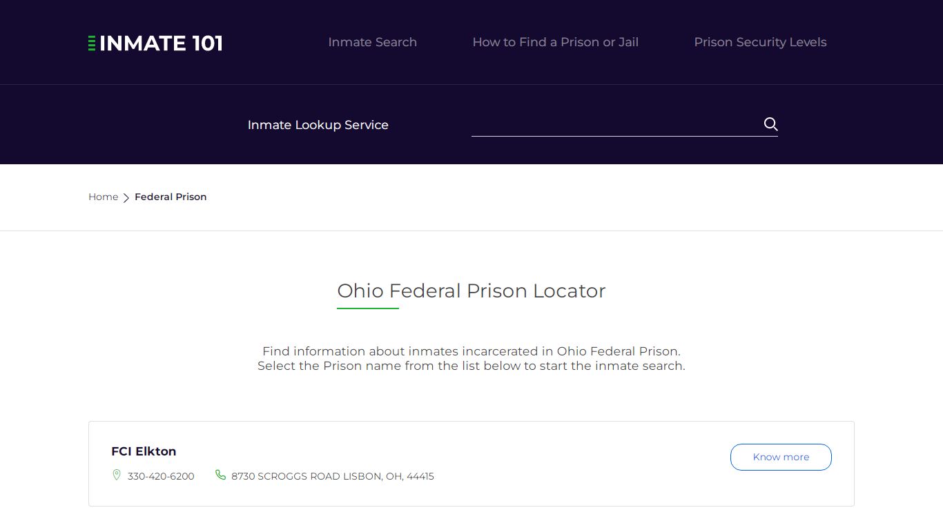 Ohio Federal Prison Inmate Search | Free Inmate Lookup